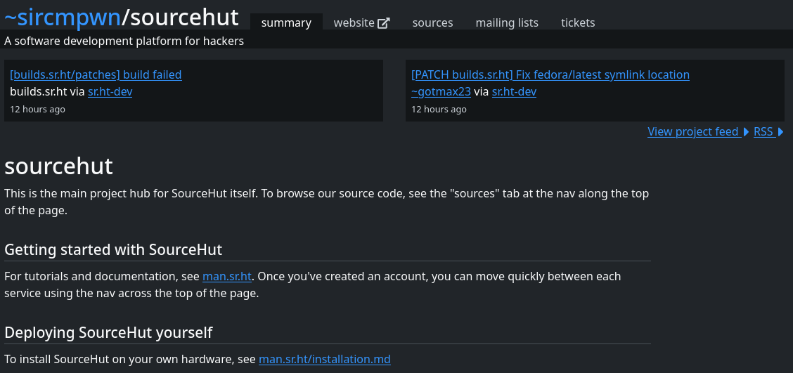 SourceHut Hub